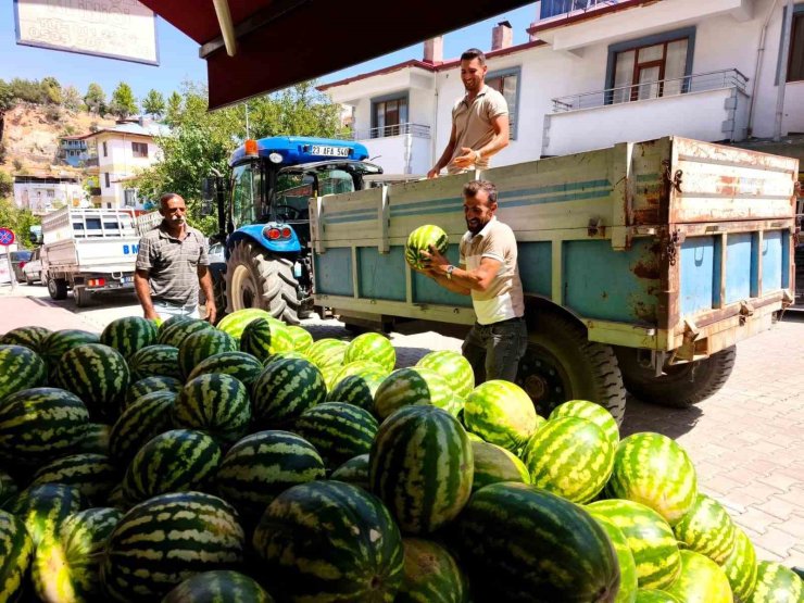 Doğallığıyla damaklarda iz bırakan Hıdıroz Karpuzu tezgahlarda yerini aldı