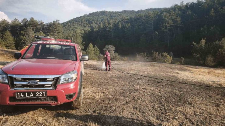 Bolu’da orman kenarında anız yangını: Köylülerin su tankerli müdahalesi faciayı önledi
