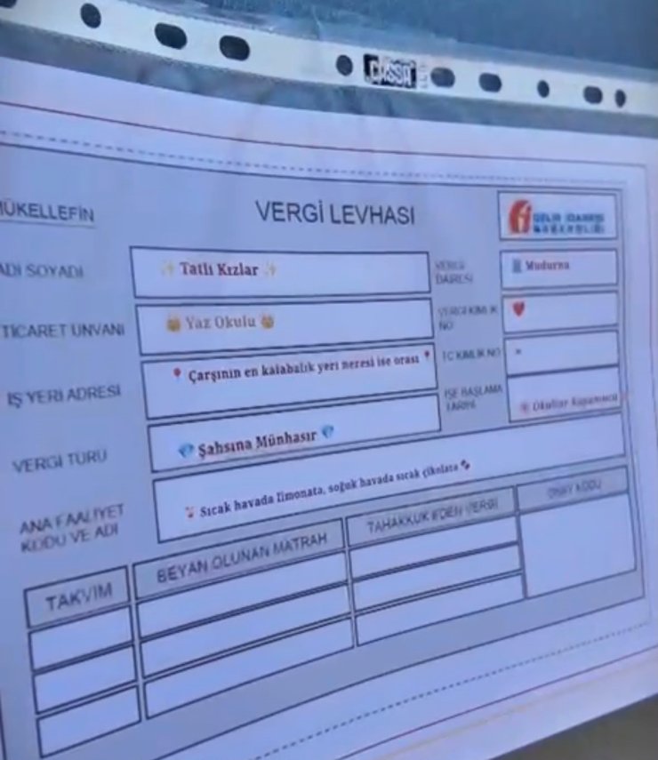 "Şikayet var" diyen zabıtaya el yapımı "vergi levhası"
