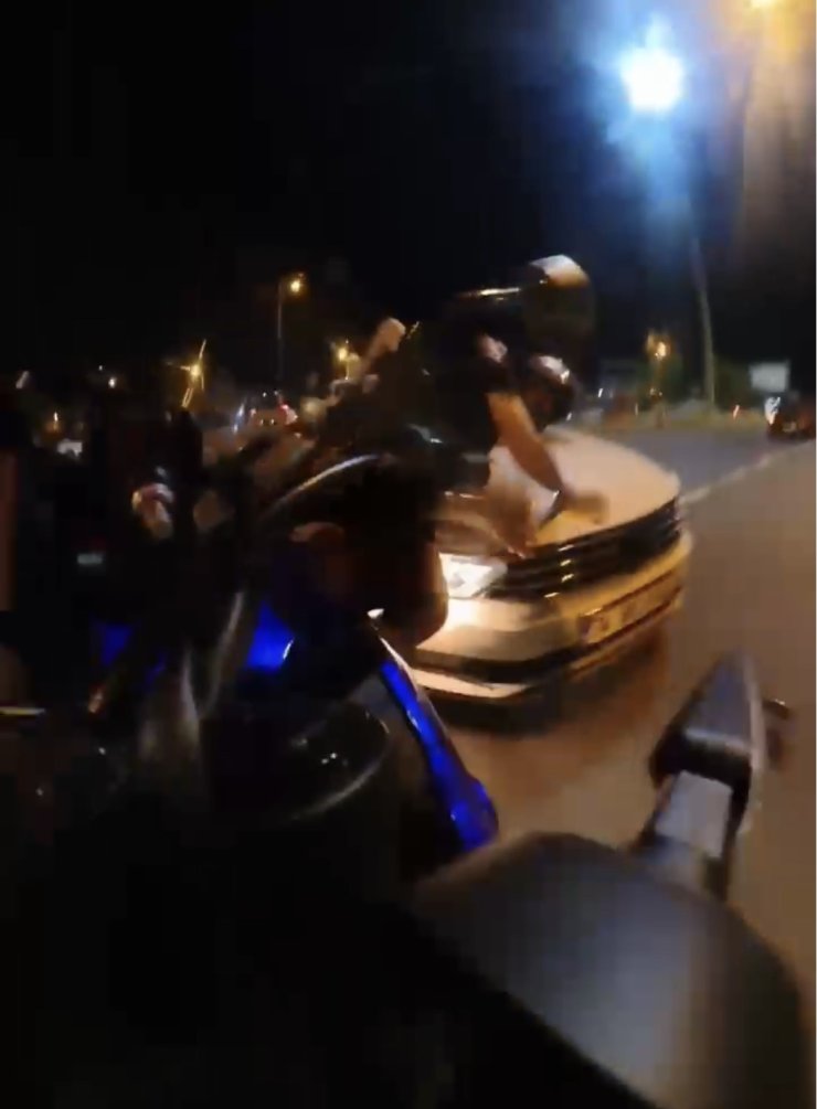 Tekirdağ’da kaza anı kask kamerasında