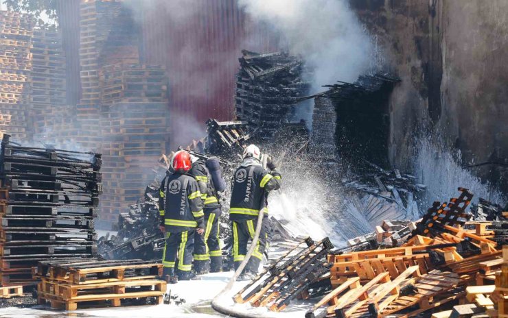 Palet fabrikasında korkutan yangın