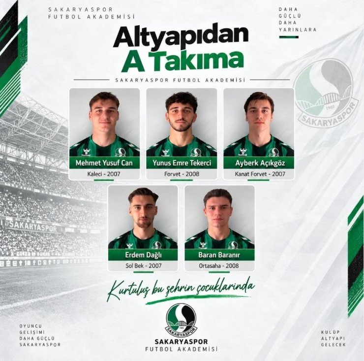 Sakaryaspor altyapısından 5 genç oyuncu A takıma yükseldi