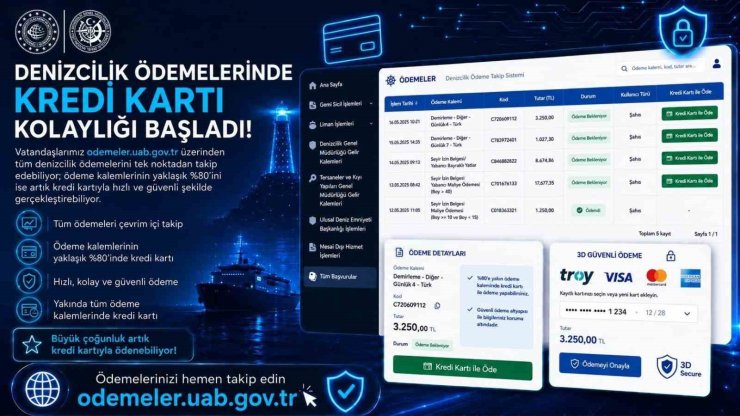Bakan Uraloğlu: "Denizcilik ödemelerinin yaklaşık yüzde 80’i kredi kartıyla çevrim içi yapılabiliyor"