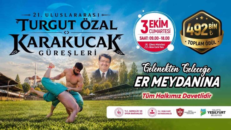 21. Uluslararası Turgut Özal Karakucak Güreşleri 3 ekimde düzenlenecek