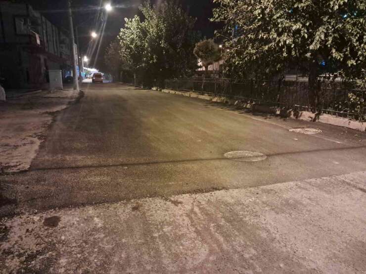 Kilis’te kazanın ardından rögar kapağının bulunduğu noktaya asfalt döküldü