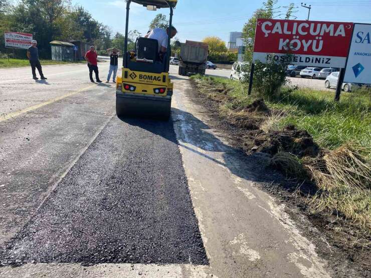 Çalıcuma köyünde asfalt yama çalışmaları tamamlandı
