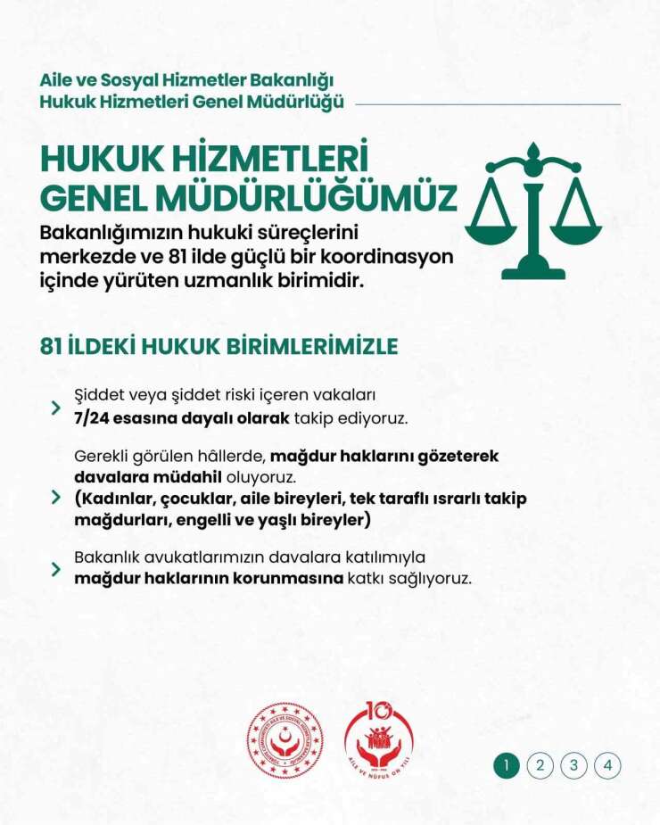 Aile ve Sosyal Hizmetler Bakanlığından şiddet mağdurları için hukuki koruma vurgusu